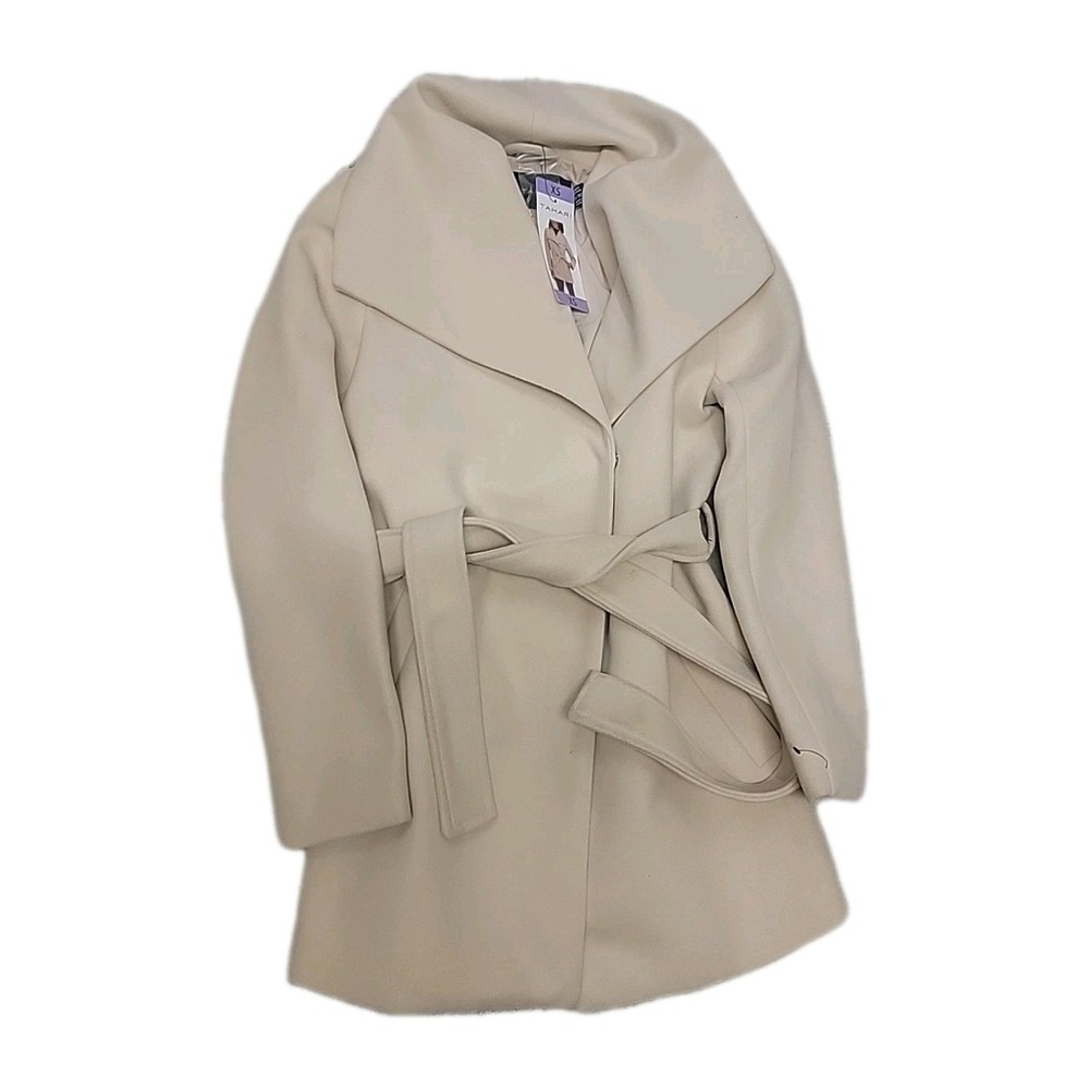 Tahari‎ Women's Water-Resistant Tie Belt Trench Wrap Coat Jacket X-Small Cream